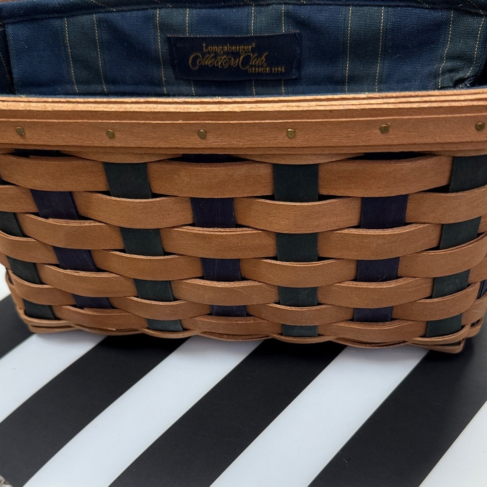 Longaberger Tan and Blue Woven Collectors Bag - Picture 3 of 8
